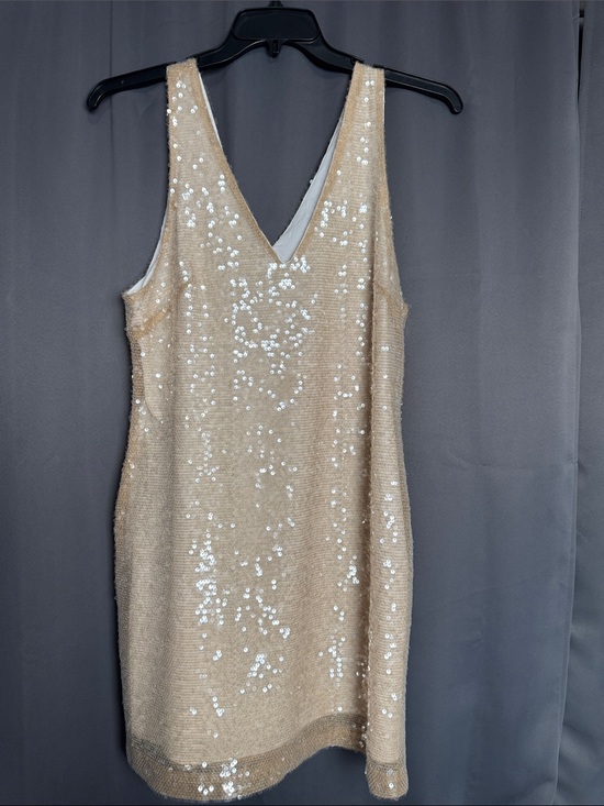 a new day Dresses & Skirts - a new day Beige Sequin Cocktail Tank Dress
